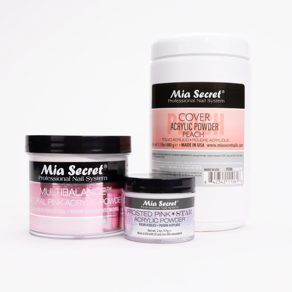 Mia Selects (Cover Peach 1.5 lbs, Frosted Pink STAR Powder 2oz., Multibalance Natural Pink 8 oz.)