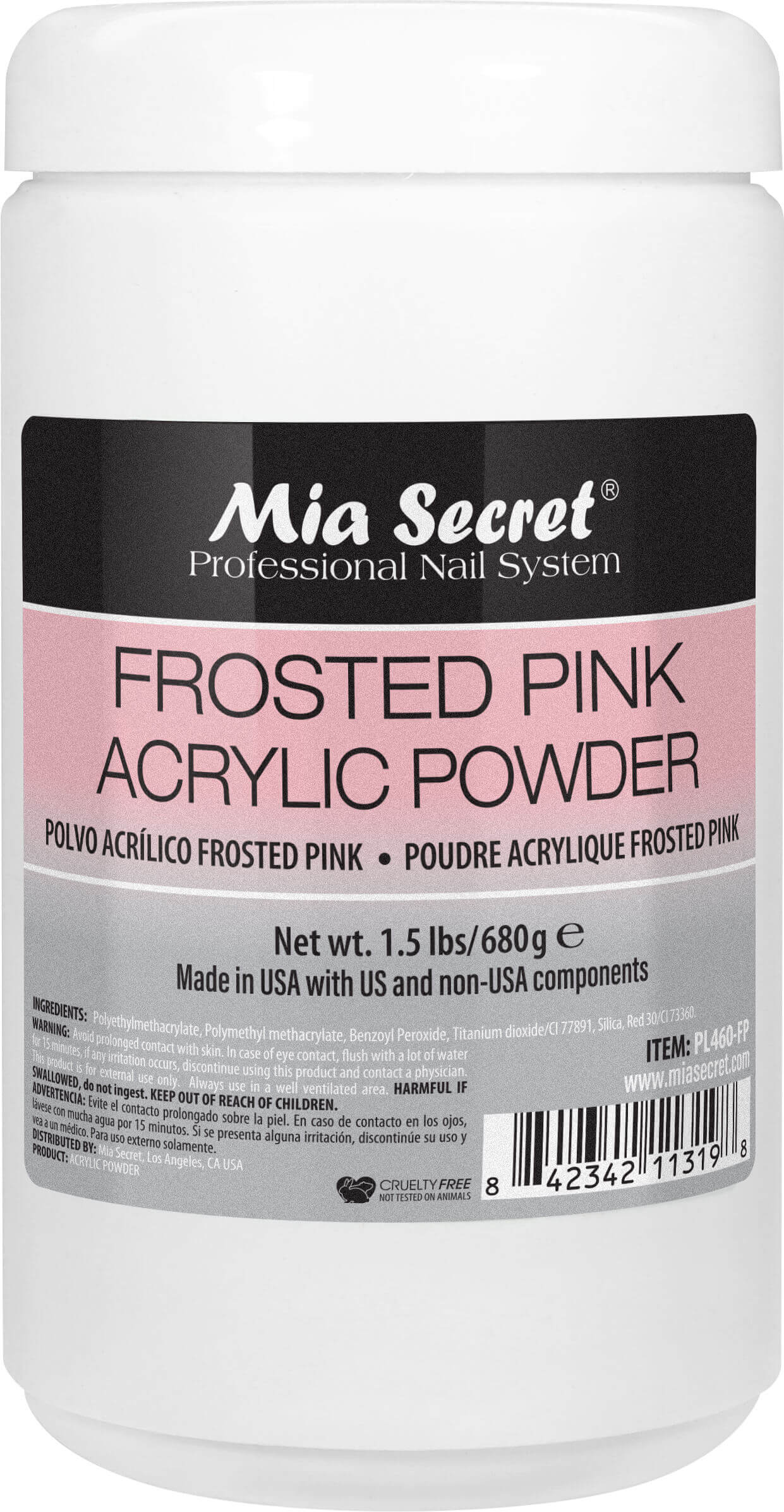 Frosted Pink Acrylic Powder Salon Sizes