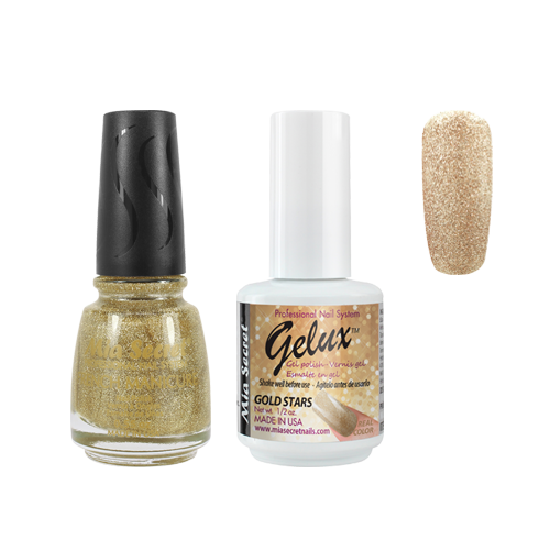 The Match (Gelux and French Manicure Combo) Gold Stars