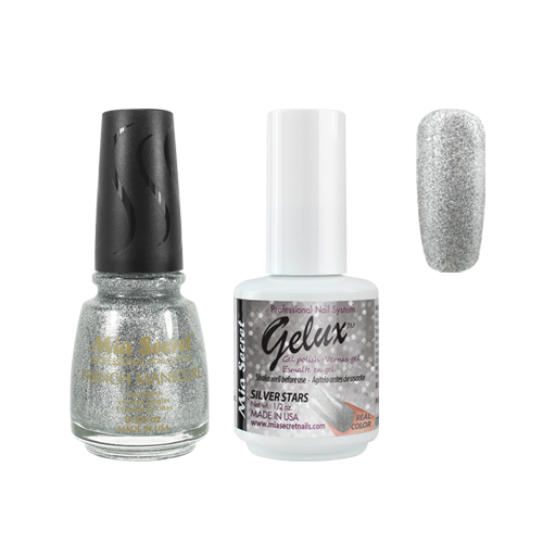 The Match (Gelux and French Manicure Combo) Silver Stars