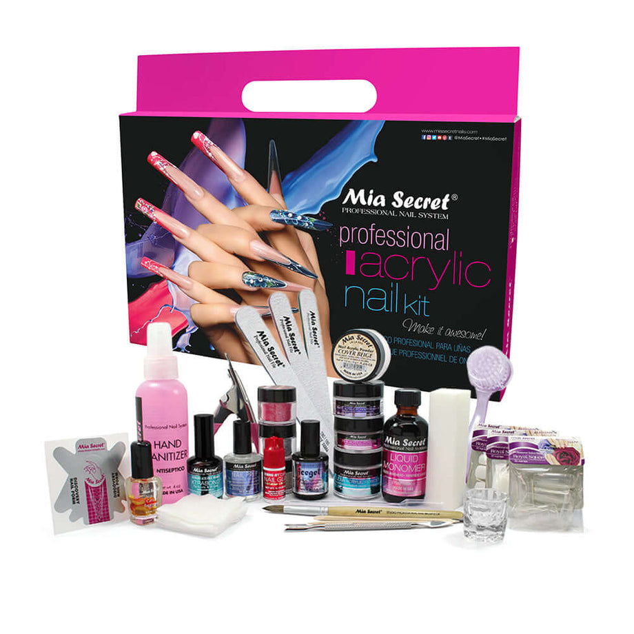 Mia Secret Acrylic Nail Kit/Set for Beginners - Nails Kit with Pink Acrylic Powder and Clear Acrylic Powder with Everything - Starter Kit de Uñas