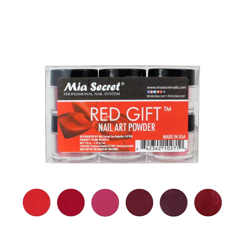 Mia Secret Red Gift Nail Art Powder - 6 Pcs