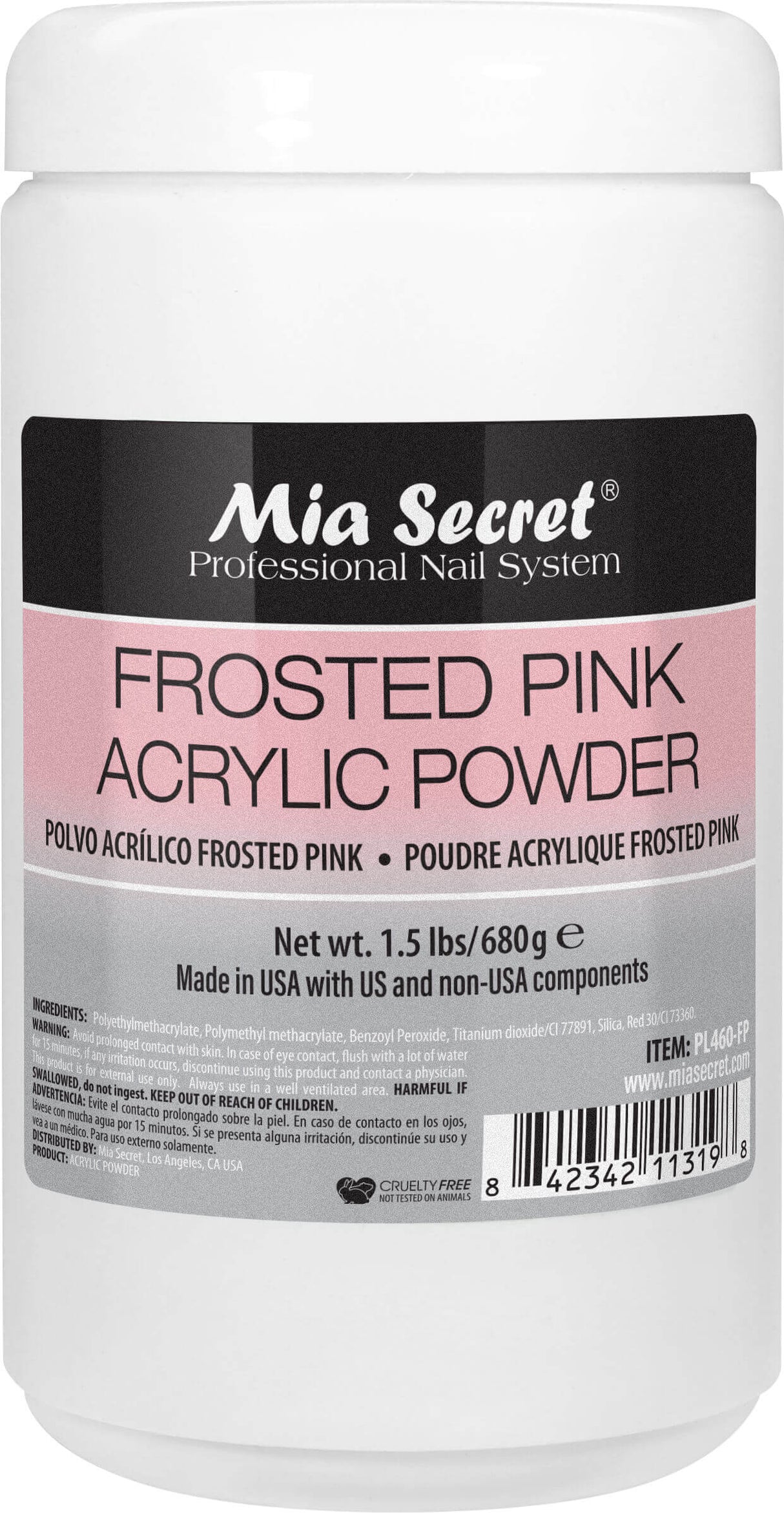 Frosted Pink Acrylic Powder Salon Sizes